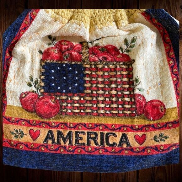 Vintage Apples Americana Crochet Top Hanging Kitchen Towels - Picture 3 of 6